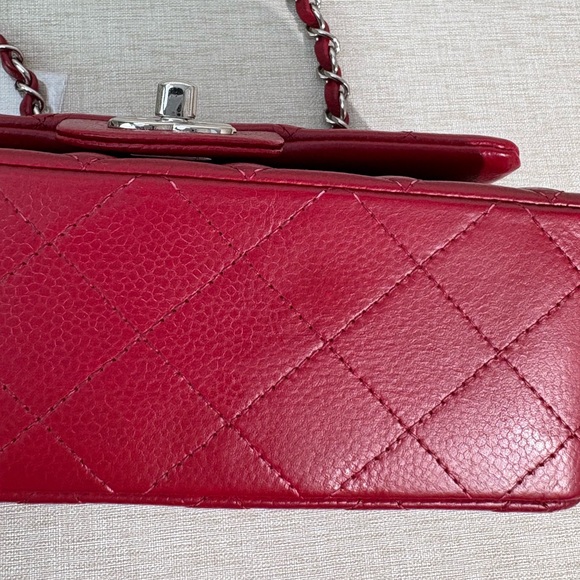 SOLD - CHANEL Red Caviar Quilted Classic Flap Bag Small SHW - Picture 5 of 17